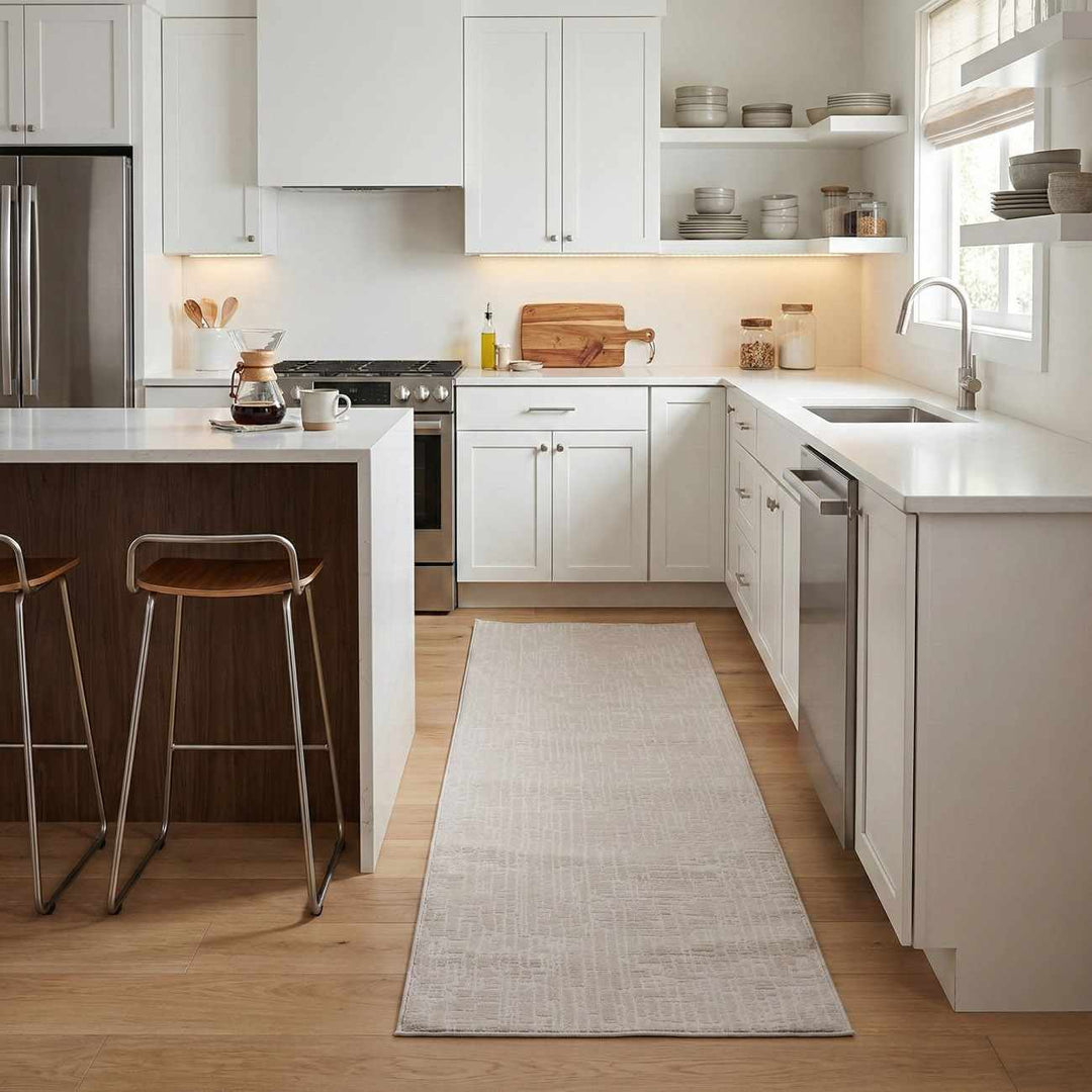 Leanna Modern Solid Design Cream Washable Area Rug - The Rug Decor
