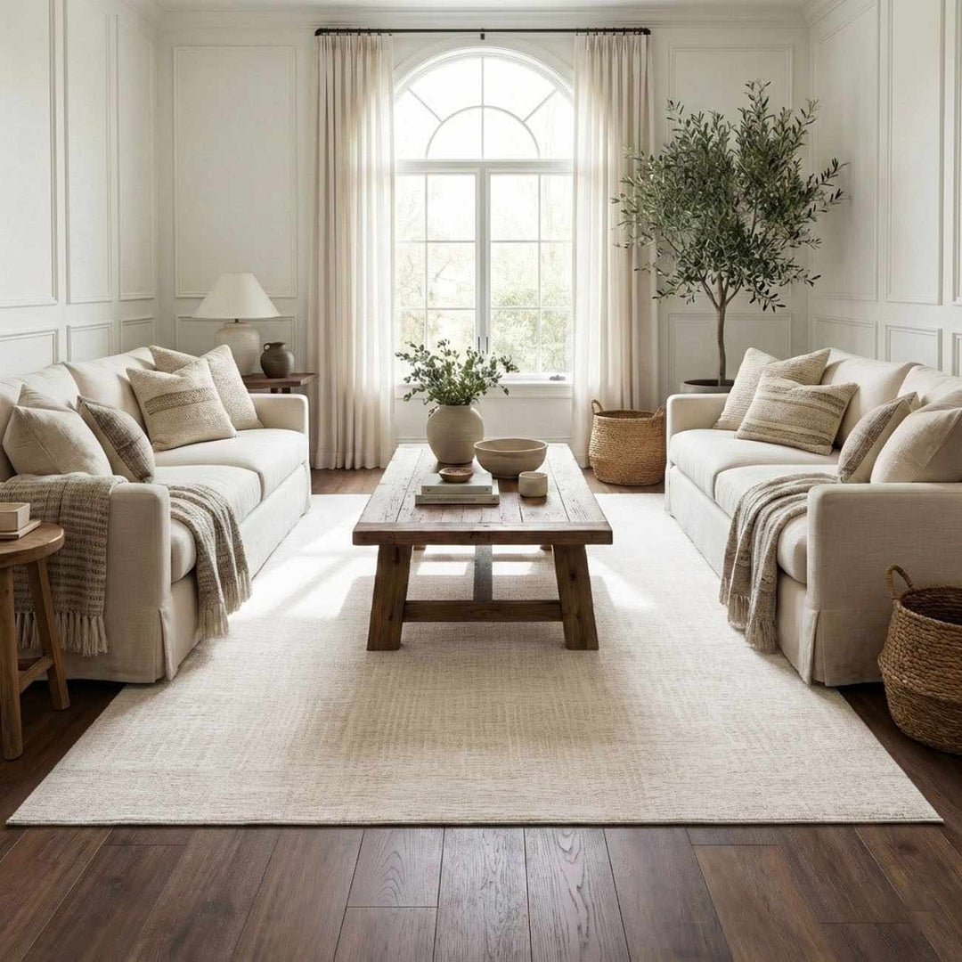 Leanna Modern Solid Design Cream Washable Area Rug - The Rug Decor
