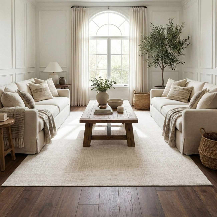 Leanna Modern Solid Design Cream Washable Area Rug - The Rug Decor