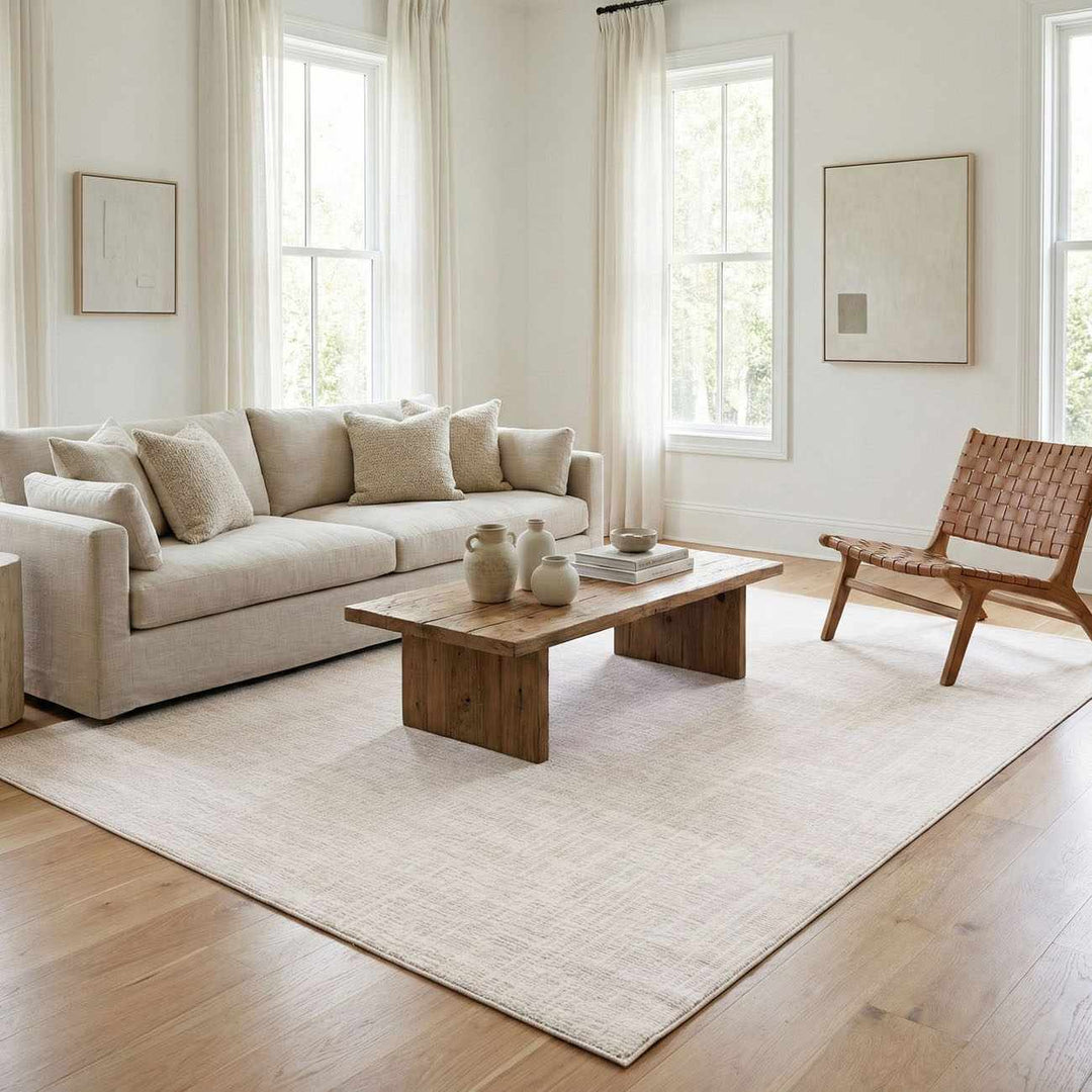 Leanna Modern Solid Design Cream Washable Area Rug - The Rug Decor