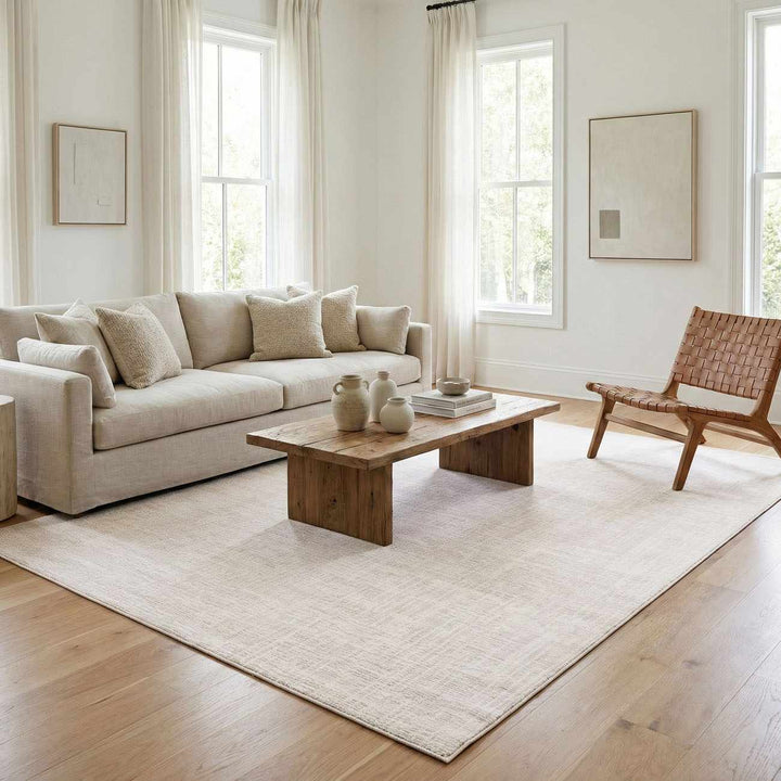 Leanna Modern Solid Design Cream Washable Area Rug - The Rug Decor