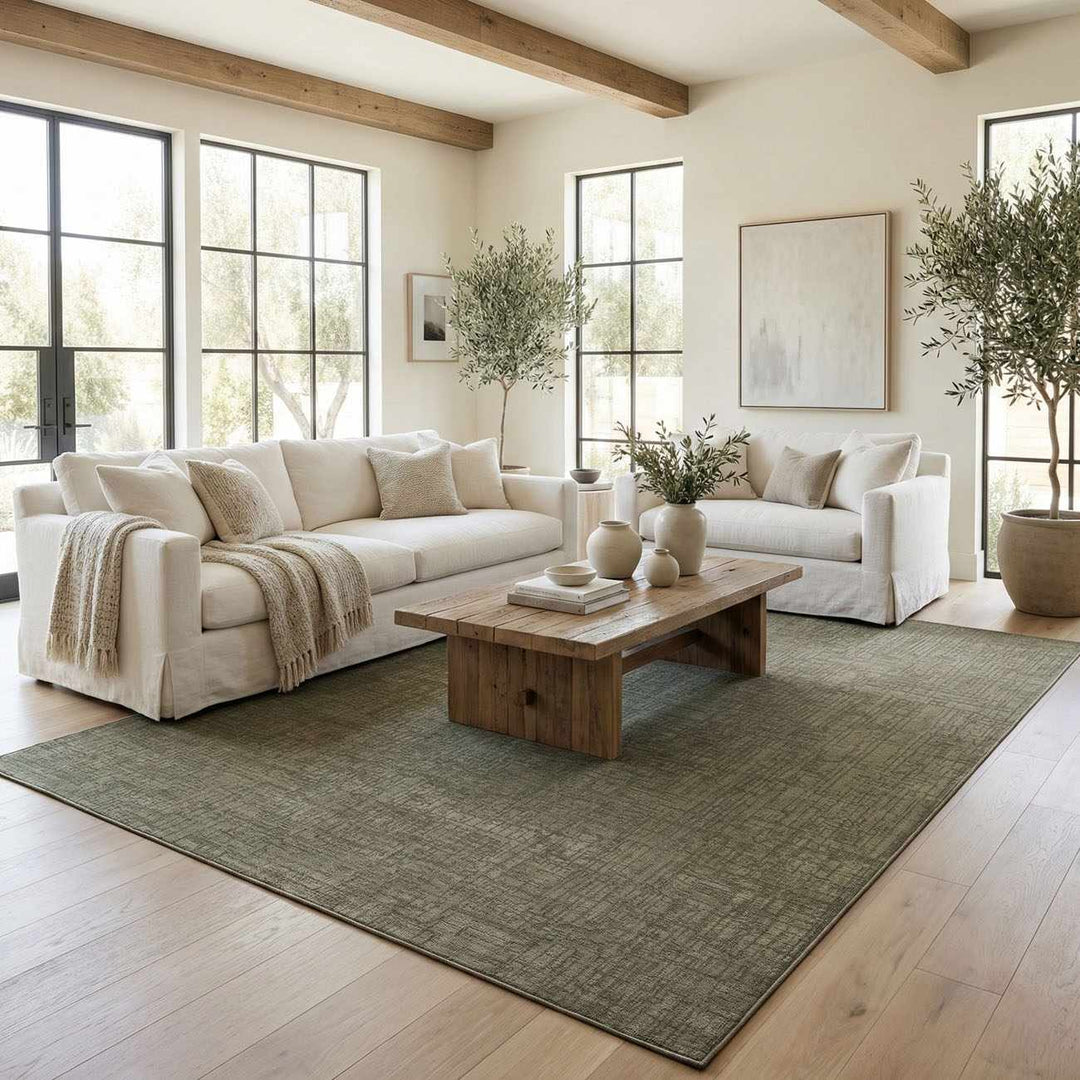 Leanna Modern Solid Design Green Washable Area Rug - The Rug Decor