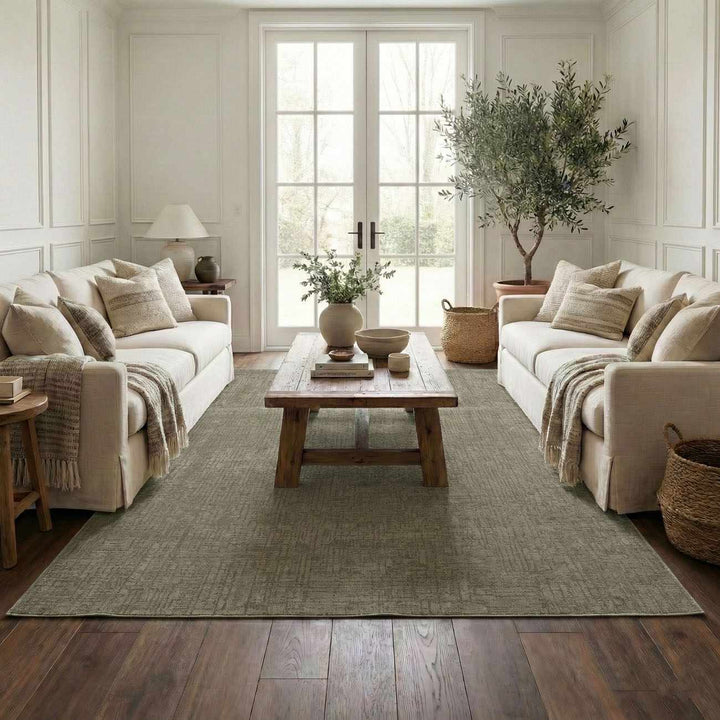 Leanna Modern Solid Design Green Washable Area Rug - The Rug Decor