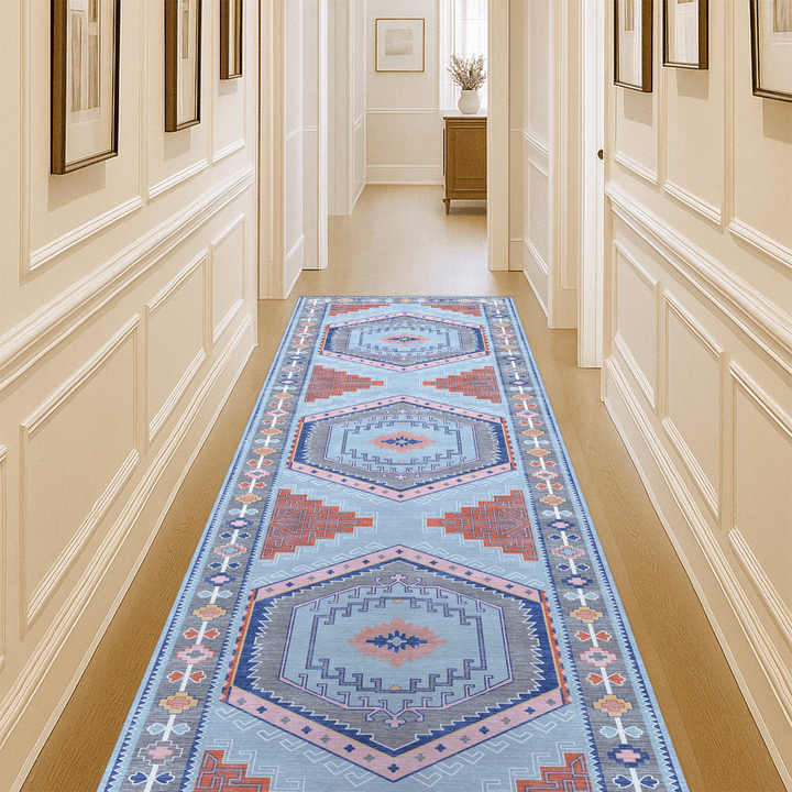 Leena Blue Multicolor Washable Oushak Area Rug - The Rug Decor