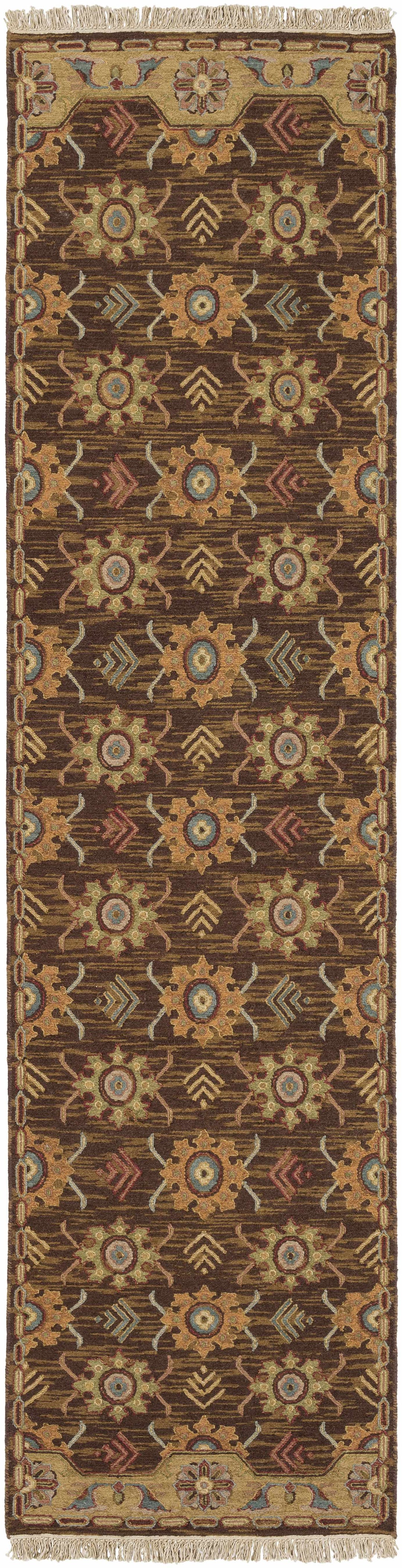 Leesport Hand Knotted Traditional Style Brown And Blue Area Rug