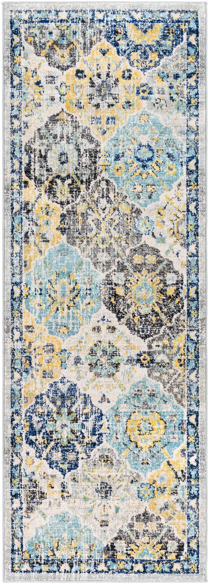 Leggett Traditional Style Ivory And Blue Area Rug