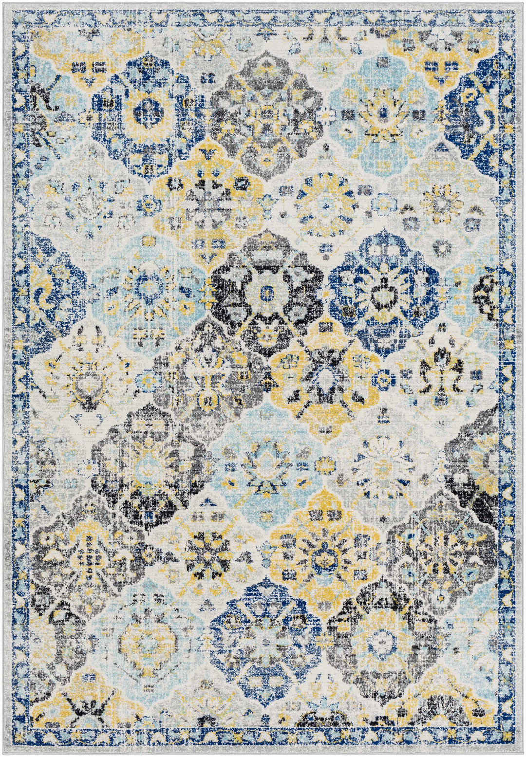 Leggett Traditional Style Ivory And Blue Area Rug