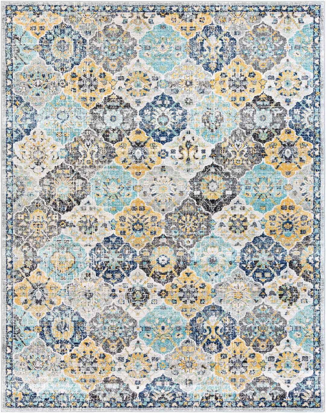 Leggett Traditional Style Ivory And Blue Area Rug