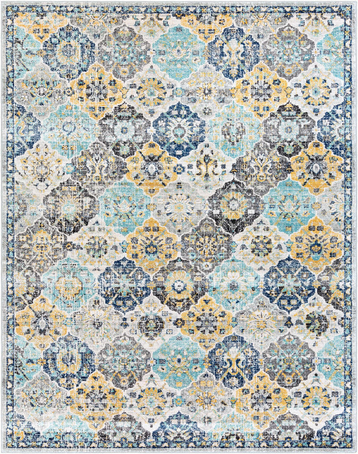 Leggett Traditional Style Ivory And Blue Area Rug