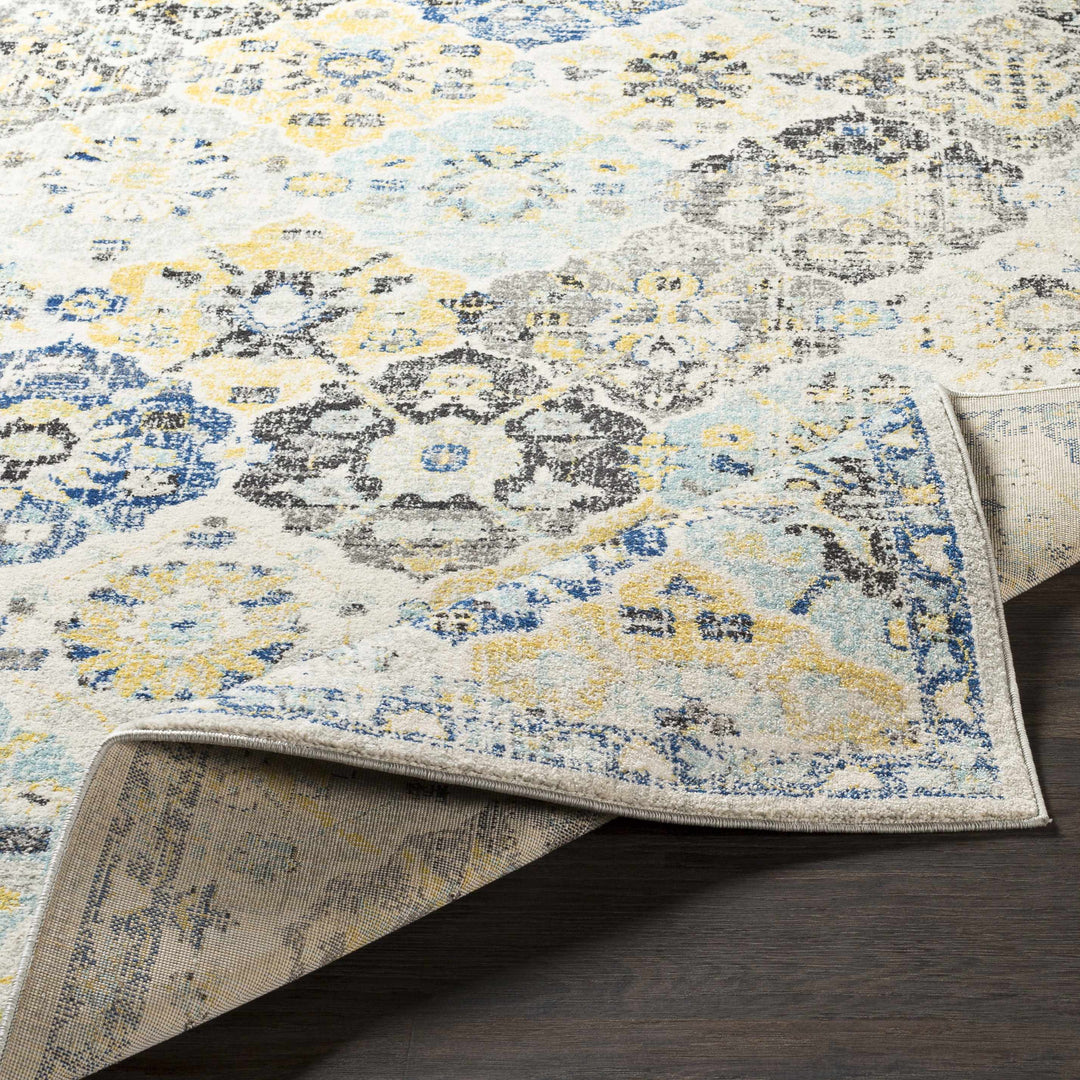 Leggett Traditional Style Ivory And Blue Area Rug