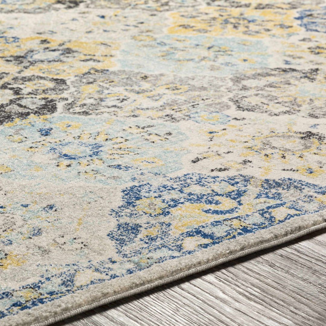 Leggett Traditional Style Ivory And Blue Area Rug