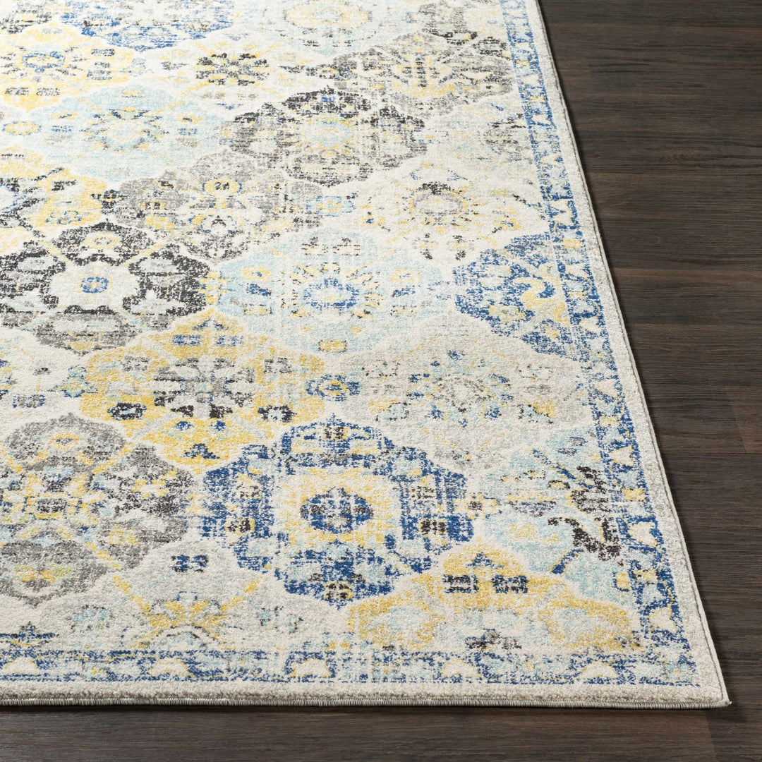 Leggett Traditional Style Ivory And Blue Area Rug - The Rug Decor