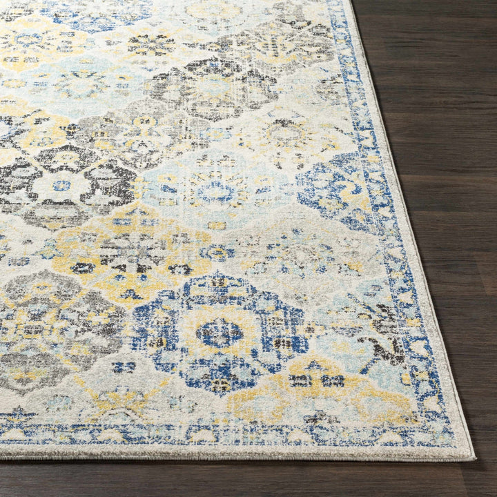 Leggett Traditional Style Ivory And Blue Area Rug - The Rug Decor