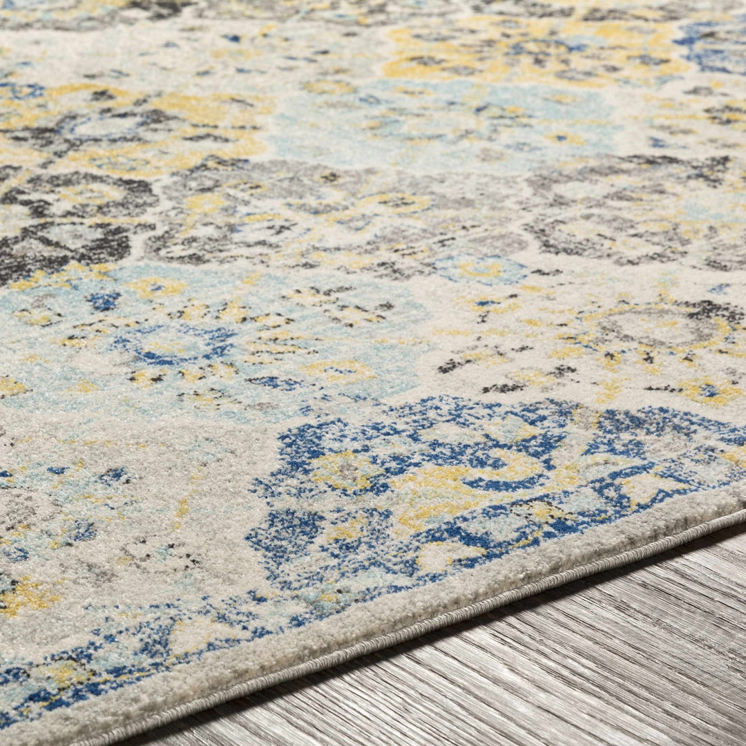 Leggett Traditional Style Ivory And Blue Area Rug - The Rug Decor