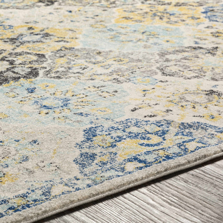 Leggett Traditional Style Ivory And Blue Area Rug - The Rug Decor