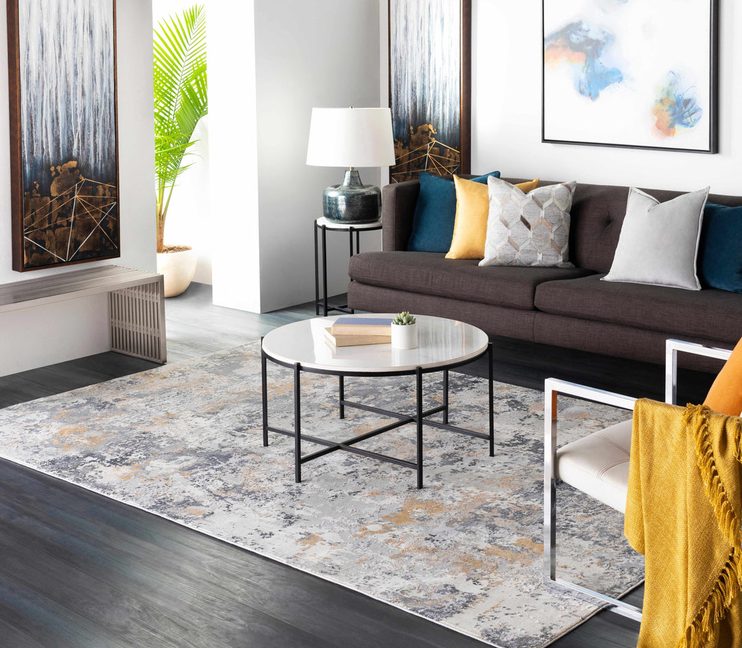 Lenzburg Modern Abstract Design Gray And Ivory Area Rug