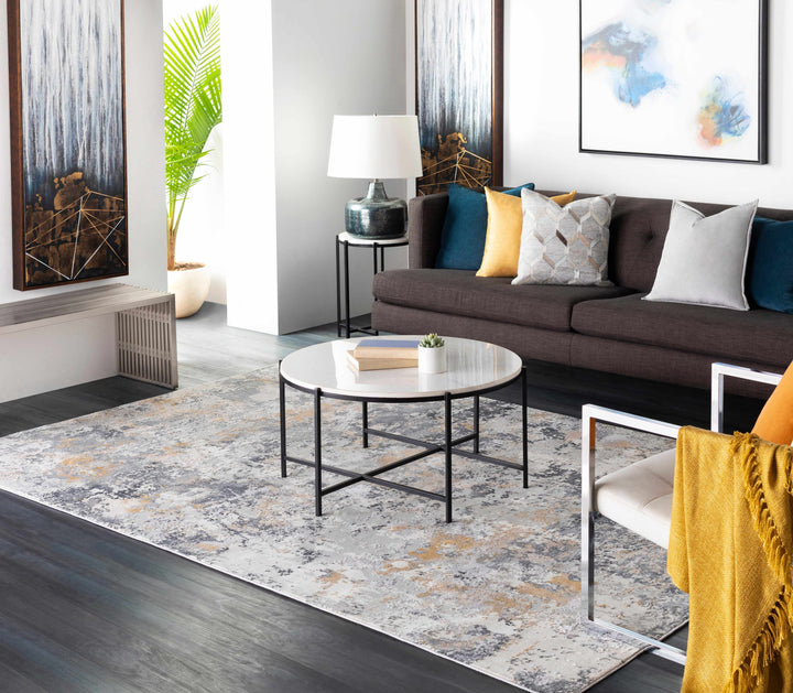 Lenzburg Modern Abstract Design Gray And Ivory Area Rug