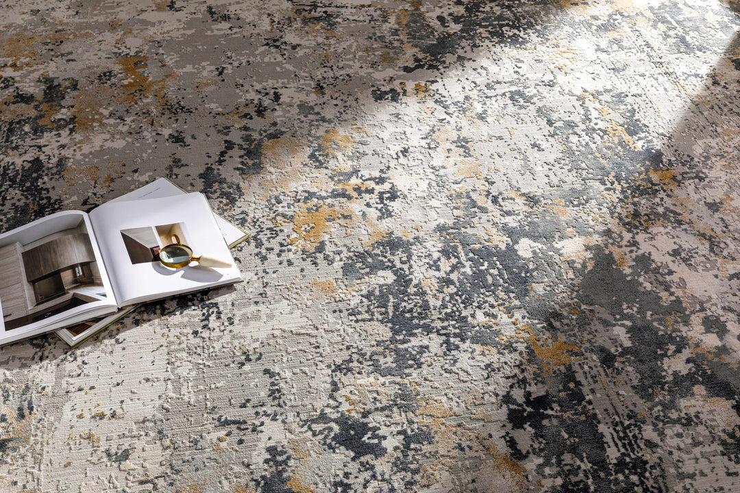 Lenzburg Modern Abstract Design Gray And Ivory Area Rug