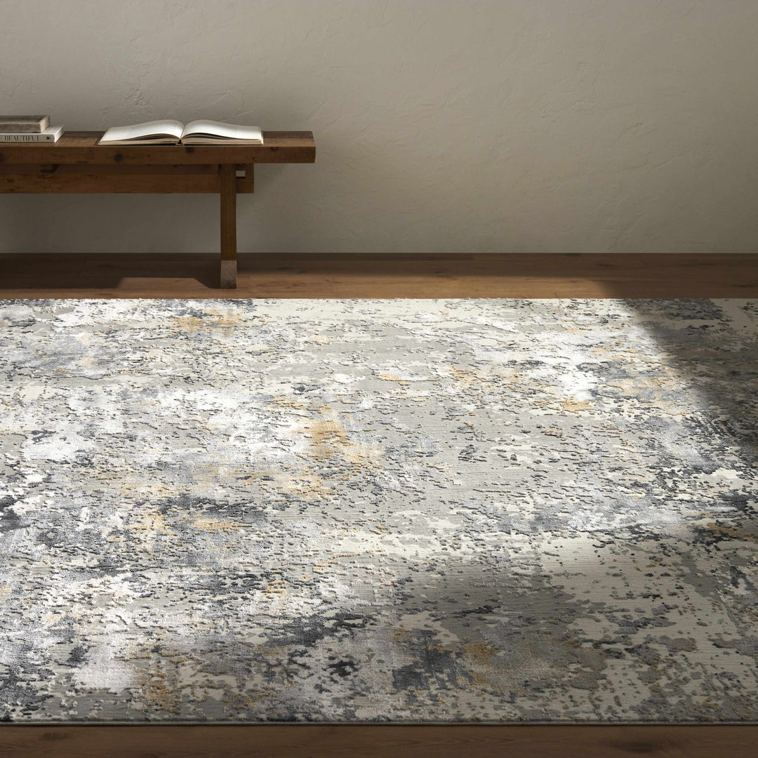 Lenzburg Modern Abstract Design Gray And Ivory Area Rug
