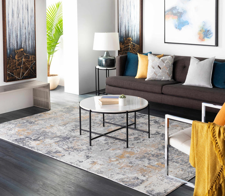 Lenzburg Modern Abstract Design Gray And Ivory Area Rug - The Rug Decor