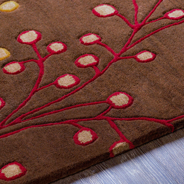 Leo-cedarville Brown Traditional Style Botanical Brown Hand Tufted Area Rug
