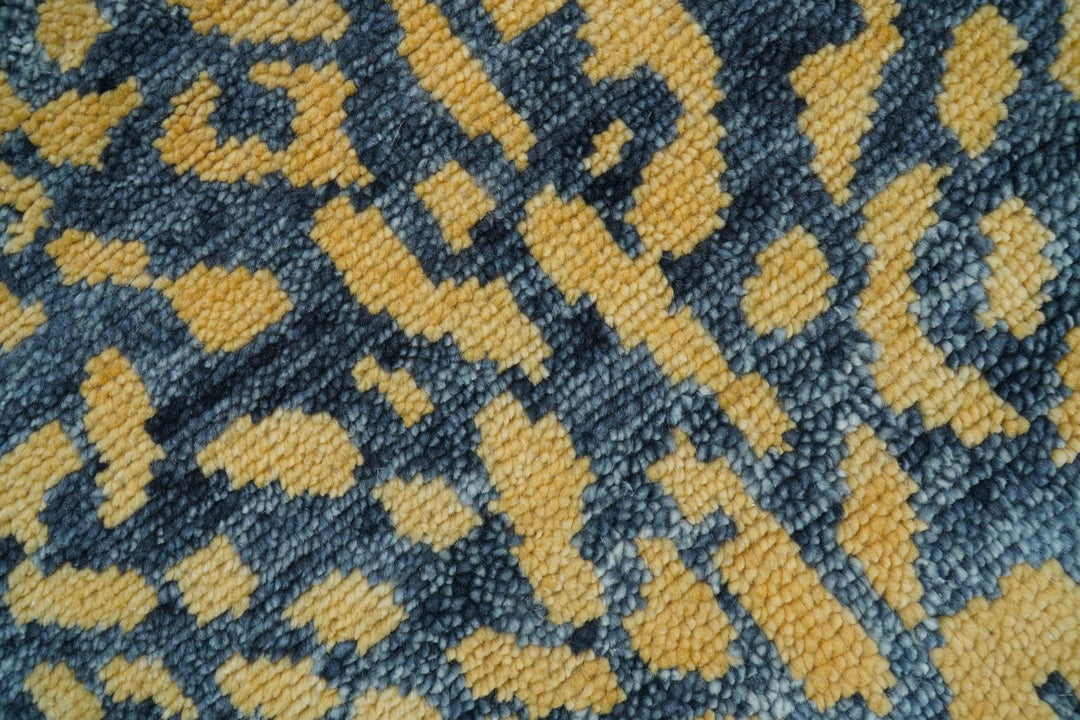 Leopard Animal Print Charcoal And Gold Hand Knotted Wool Rug - The Rug Decor