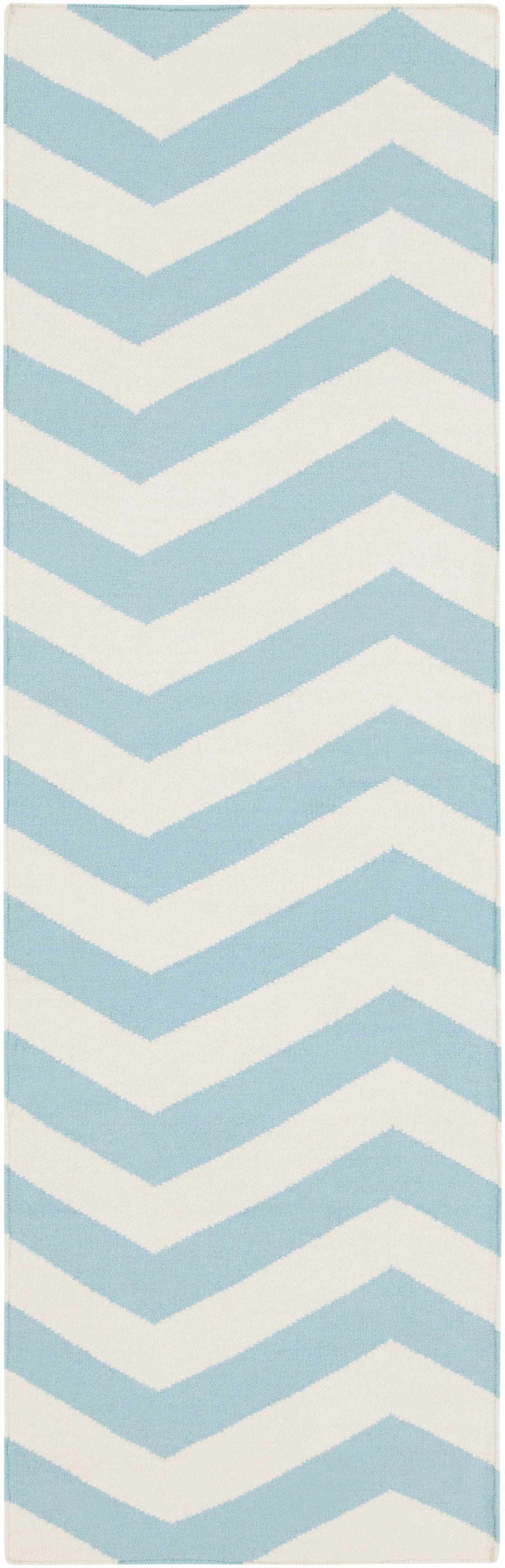 Lerona Contemporary Geometrical Blue And White Hand Woven Area Rug