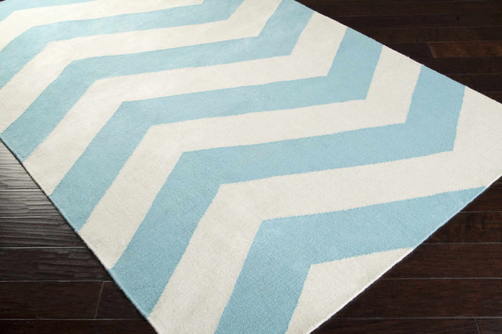 Lerona Contemporary Geometrical Blue And White Hand Woven Area Rug