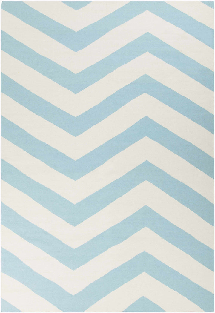 Lerona Contemporary Geometrical Blue And White Hand Woven Area Rug