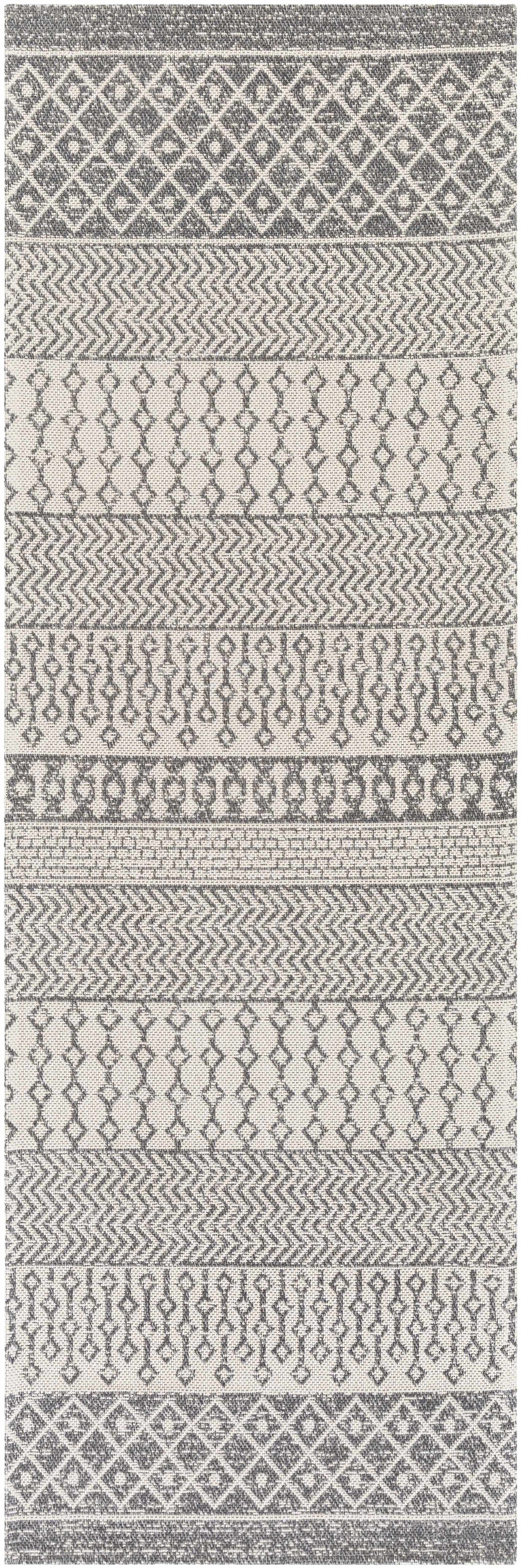 Lester Modern Geometrical Design Ivory And Charcoal Washable Area Rug