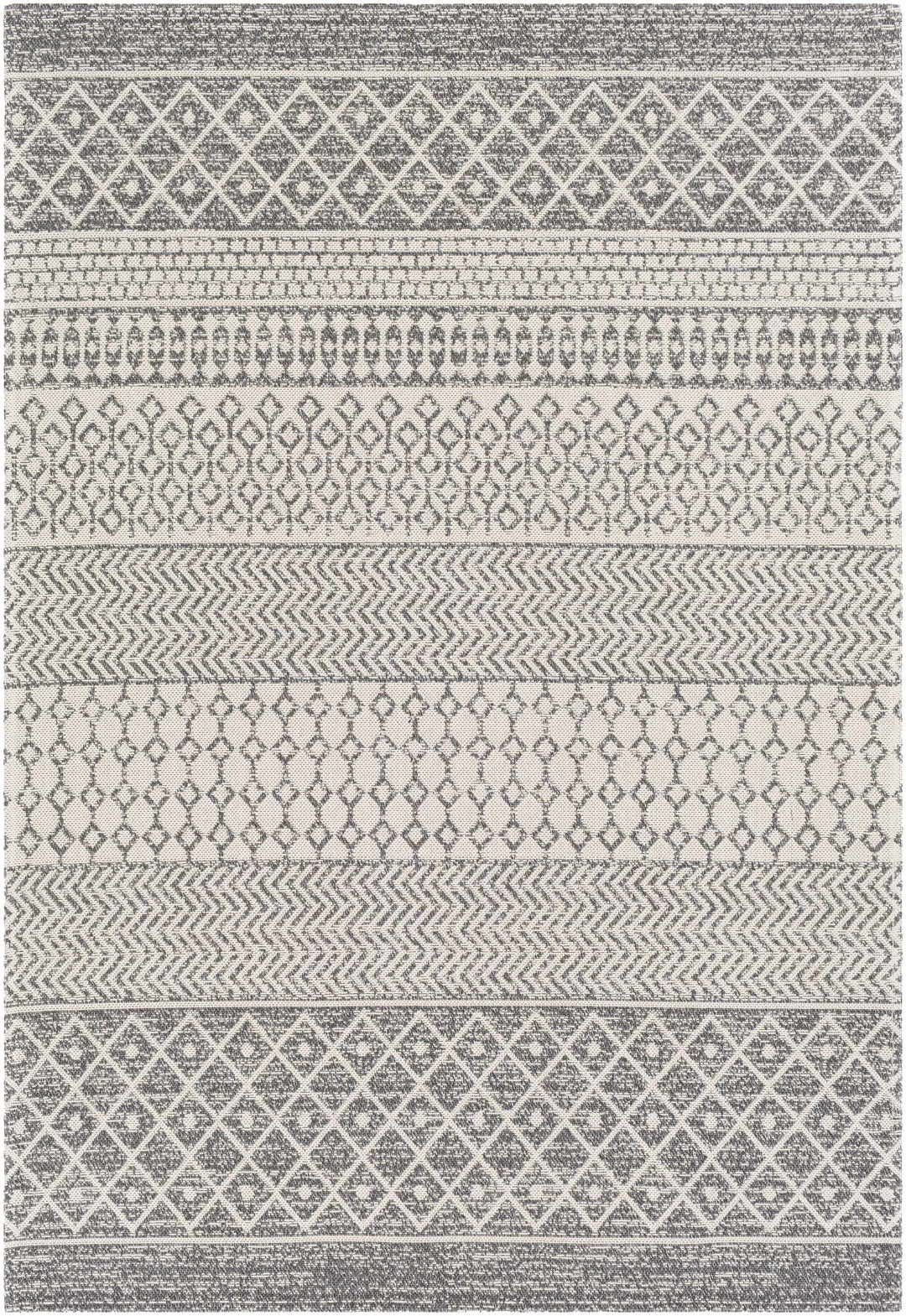 Lester Modern Geometrical Design Ivory And Charcoal Washable Area Rug