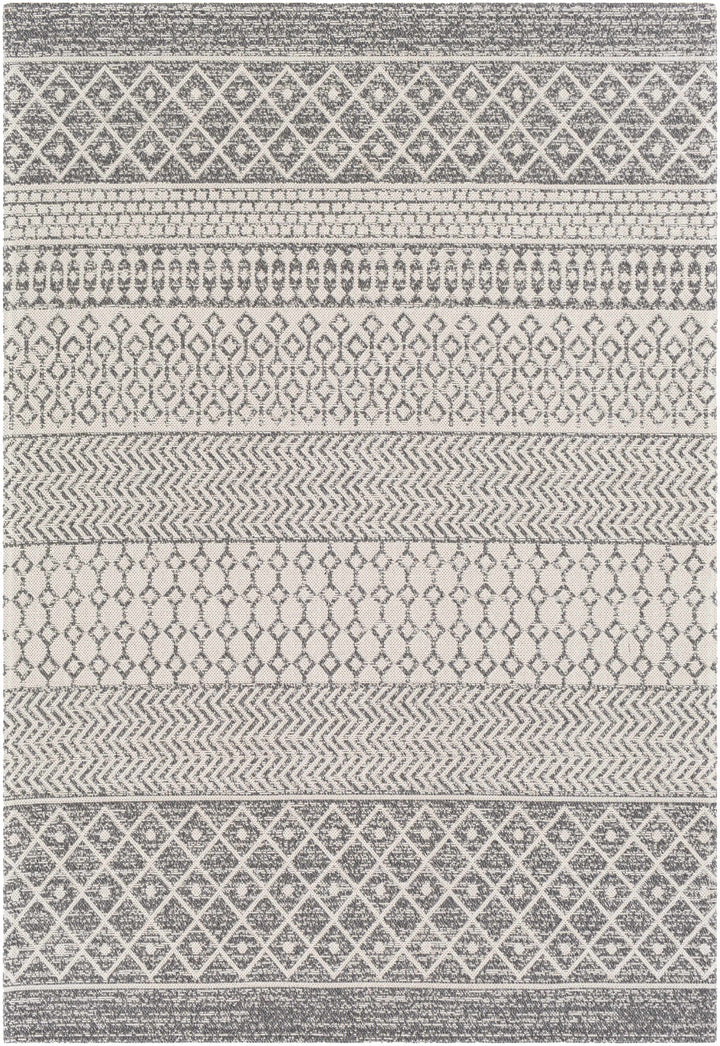 Lester Modern Geometrical Design Ivory And Charcoal Washable Area Rug