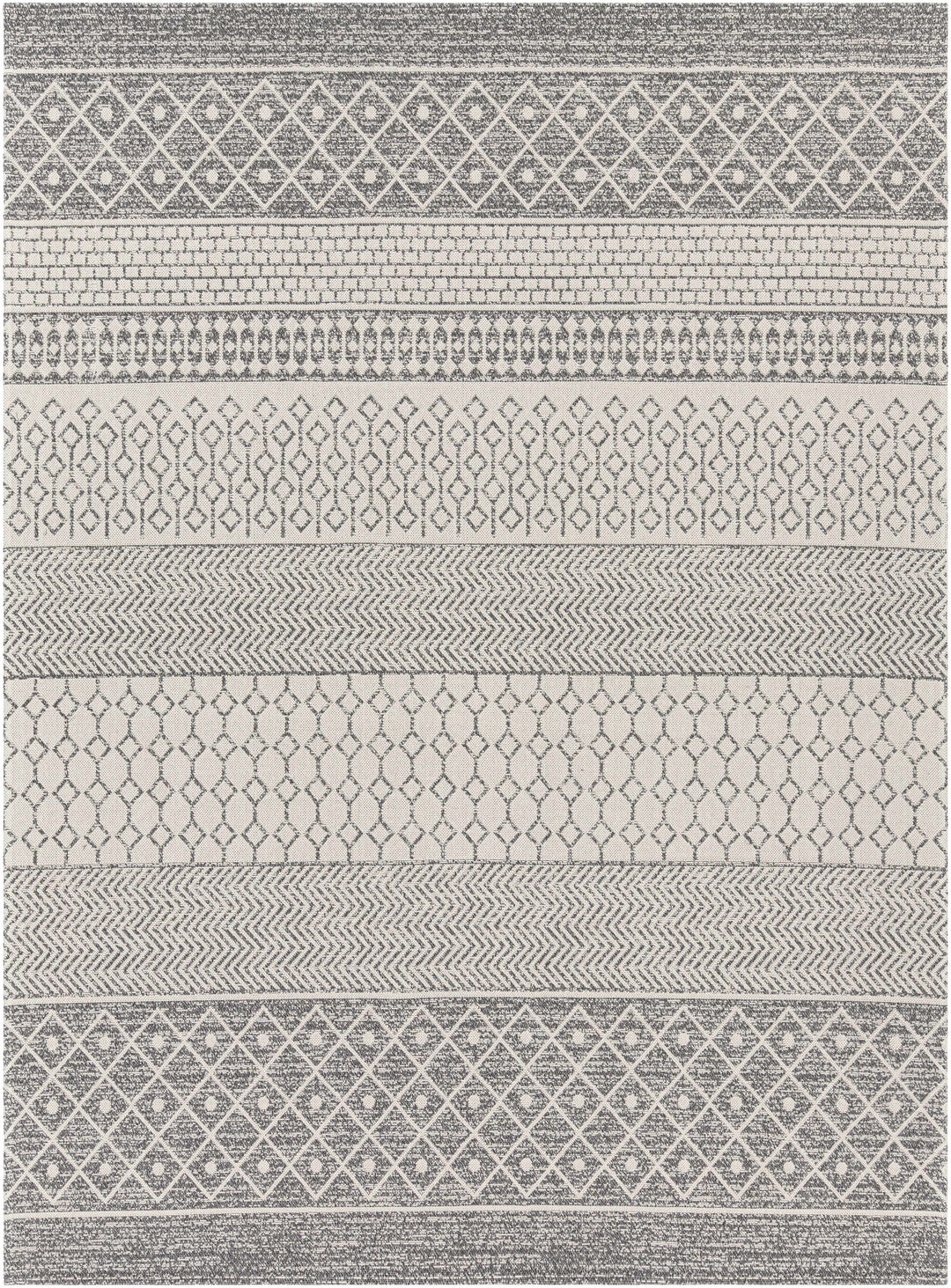 Lester Modern Geometrical Design Ivory And Charcoal Washable Area Rug