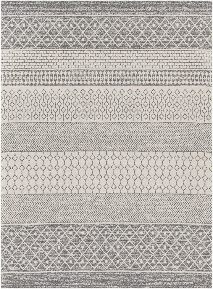 Lester Modern Geometrical Design Ivory And Charcoal Washable Area Rug