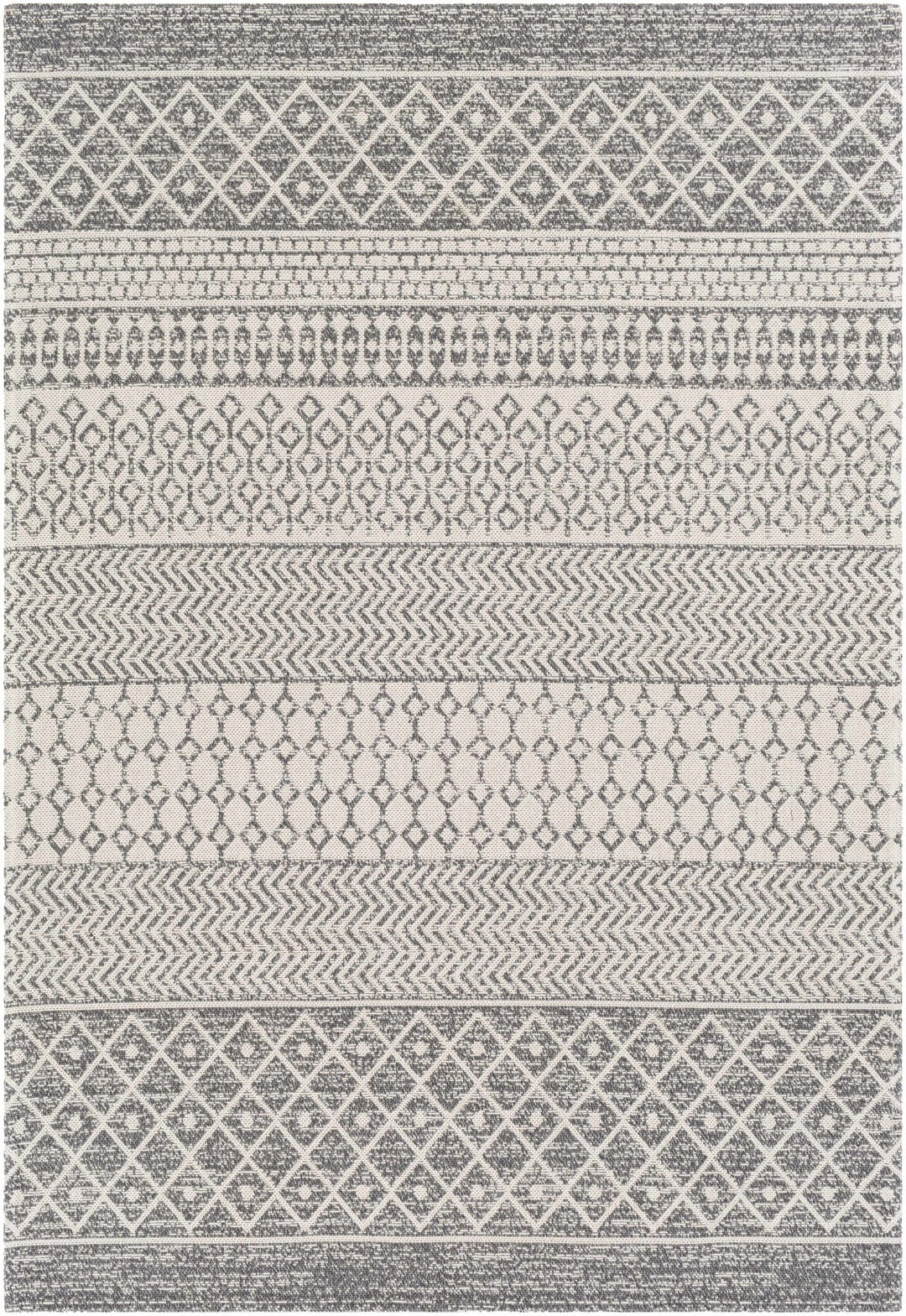 Lester Modern Geometrical Design Ivory And Charcoal Washable Area Rug - The Rug Decor