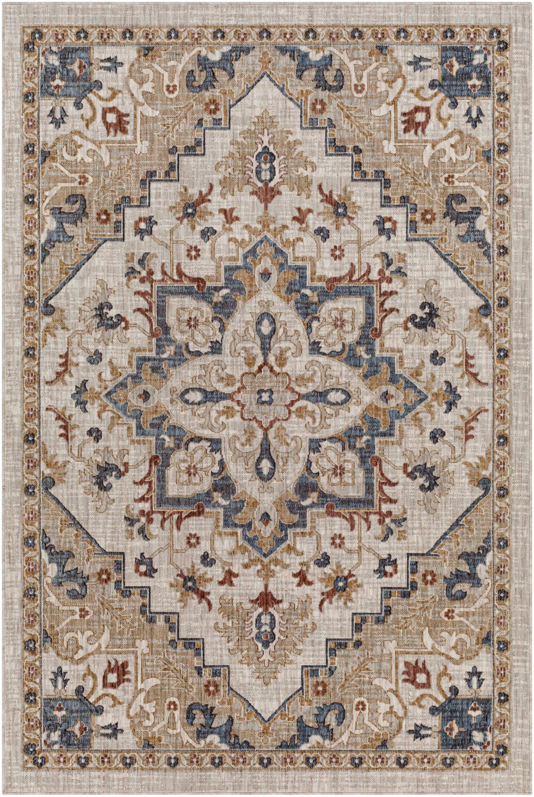 Lewa Traditional Medallion Design Beige & Brown Rug - The Rug Decor