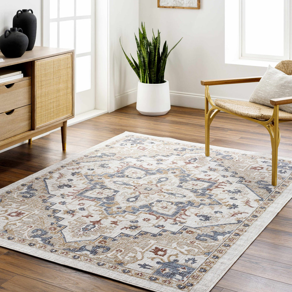 Lewa Traditional Medallion Design Beige & Brown Rug - The Rug Decor