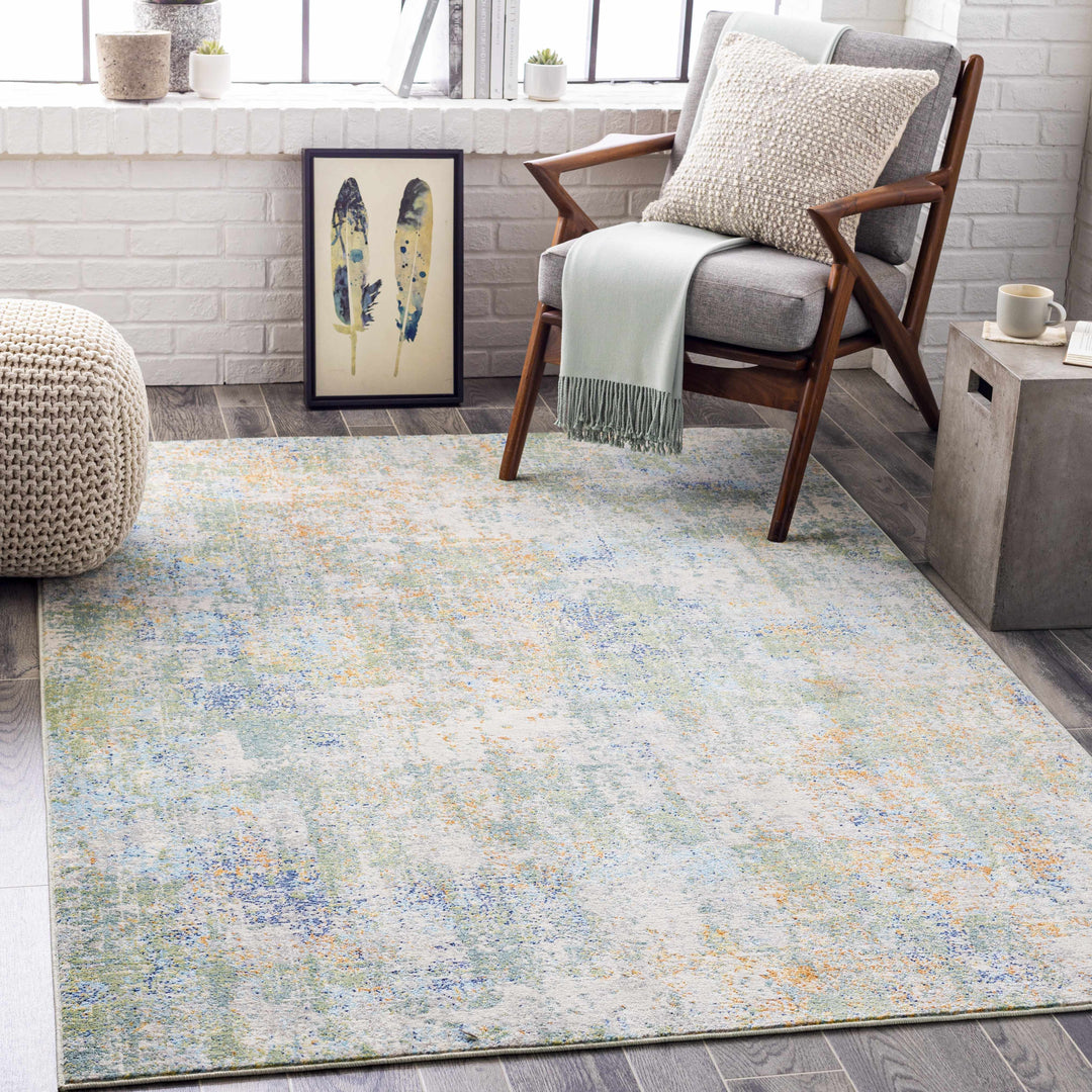 Lightwater Blue And Green Modern Abstract Design Outdoor Area Rug