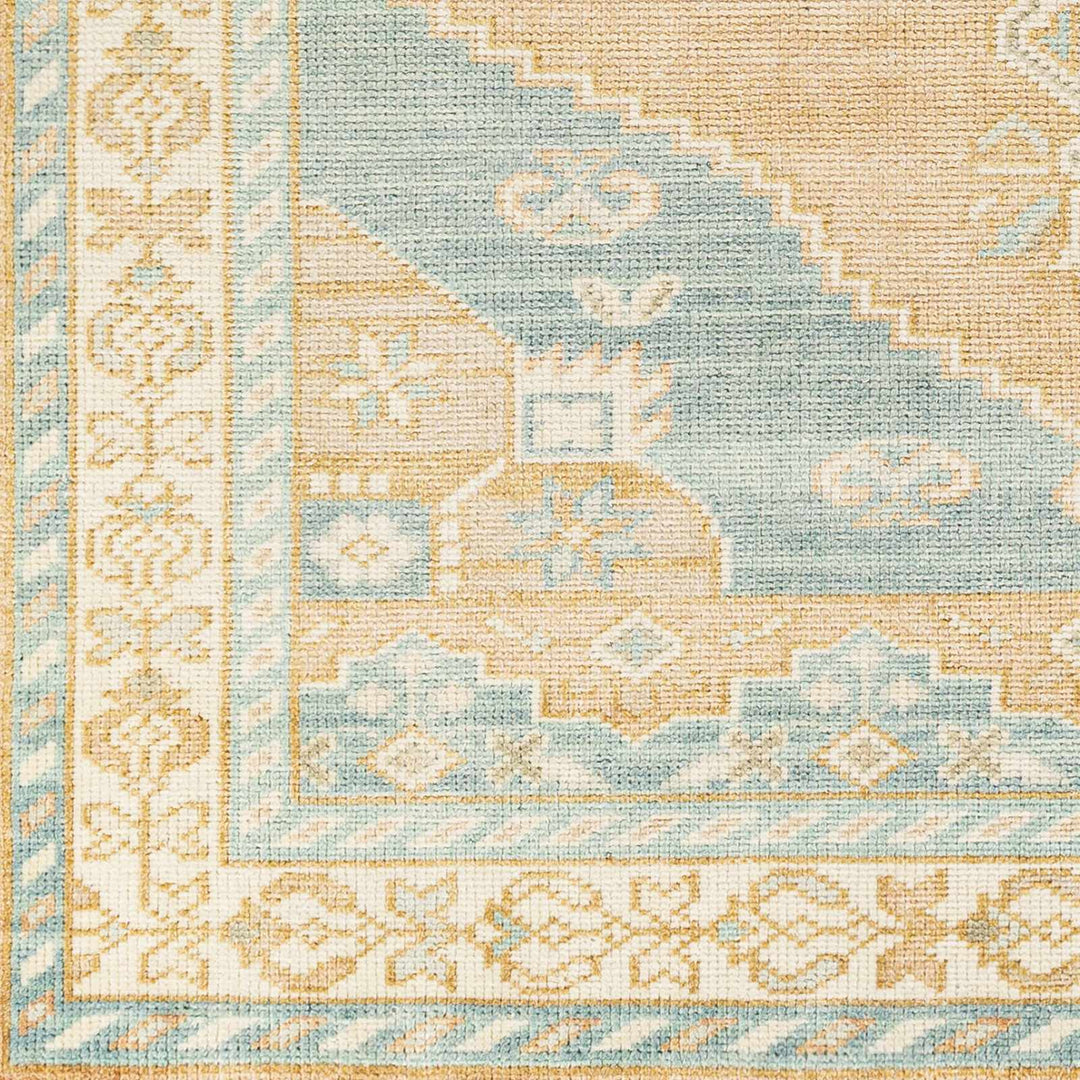 Ligayan Traditional Beige And Blue Hand Knotted Wool Rug