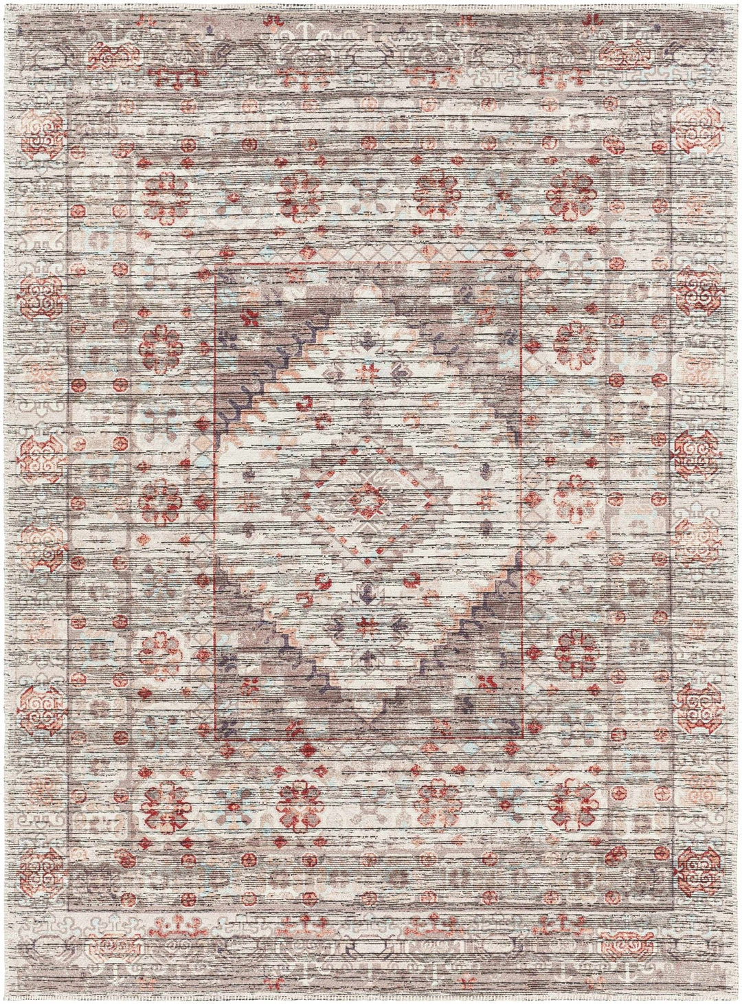 Liam Traditional Transitional Gray And Rust Area Rug - The Rug Decor