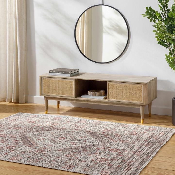 Liam Traditional Transitional Gray And Rust Area Rug - The Rug Decor