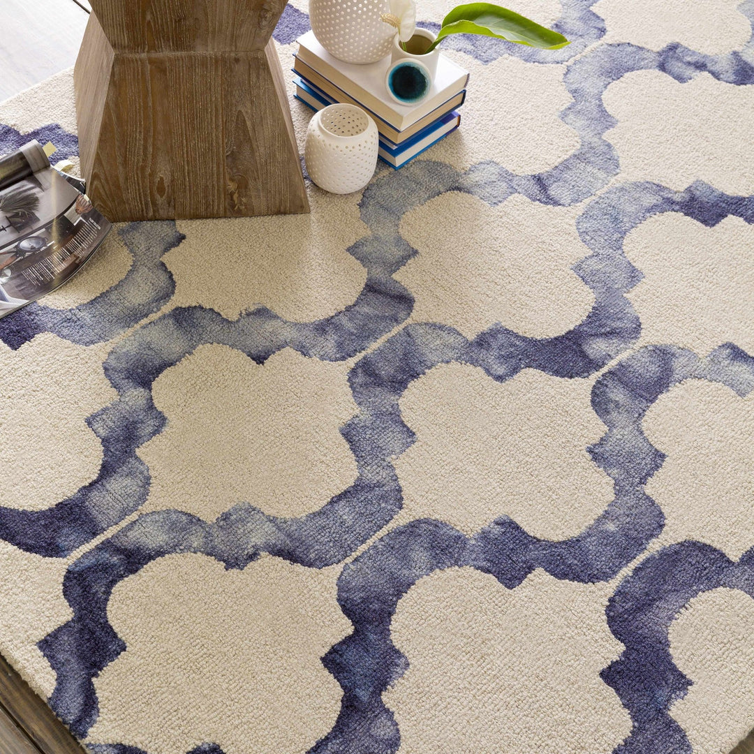 Libby Contemporary Geometrical Silver And Navy Rug - The Rug Decor