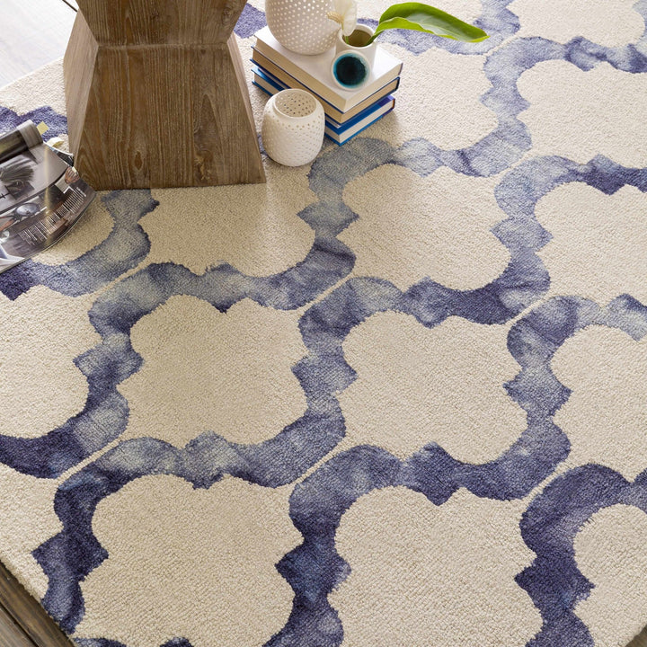 Libby Contemporary Geometrical Silver And Navy Rug - The Rug Decor