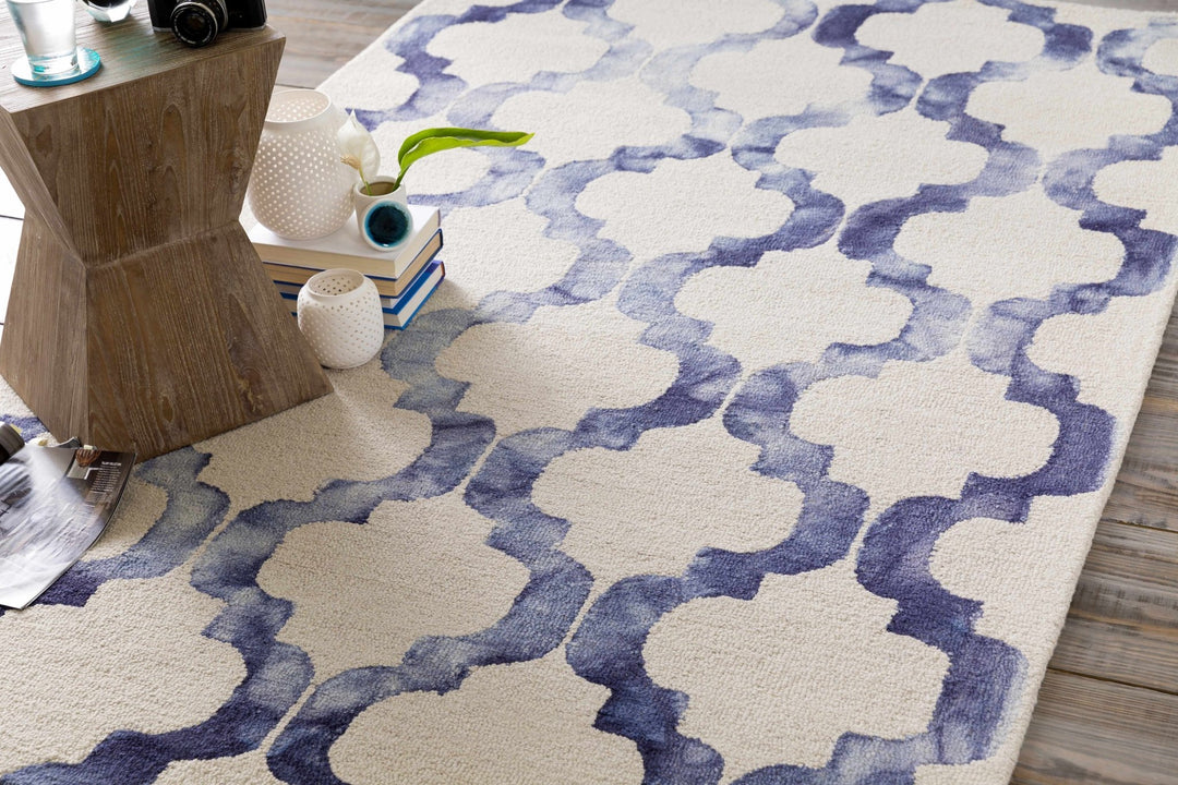 Libby Contemporary Geometrical Silver And Navy Rug - The Rug Decor