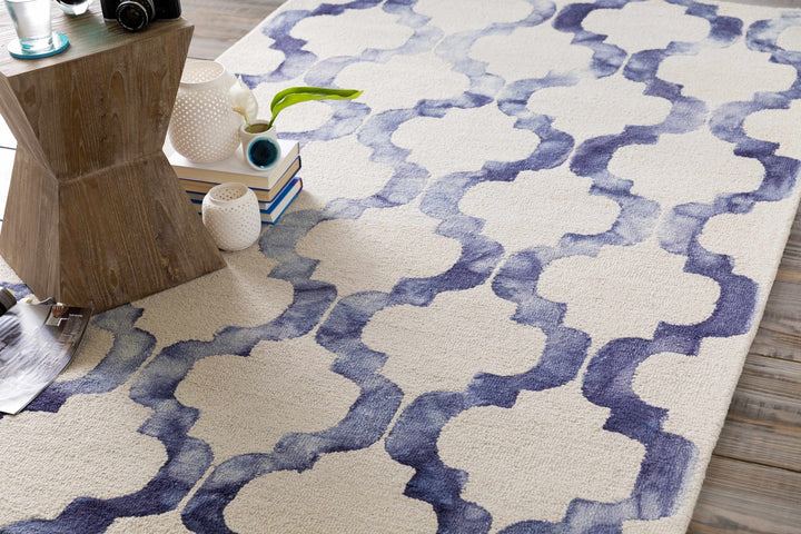 Libby Contemporary Geometrical Silver And Navy Rug - The Rug Decor