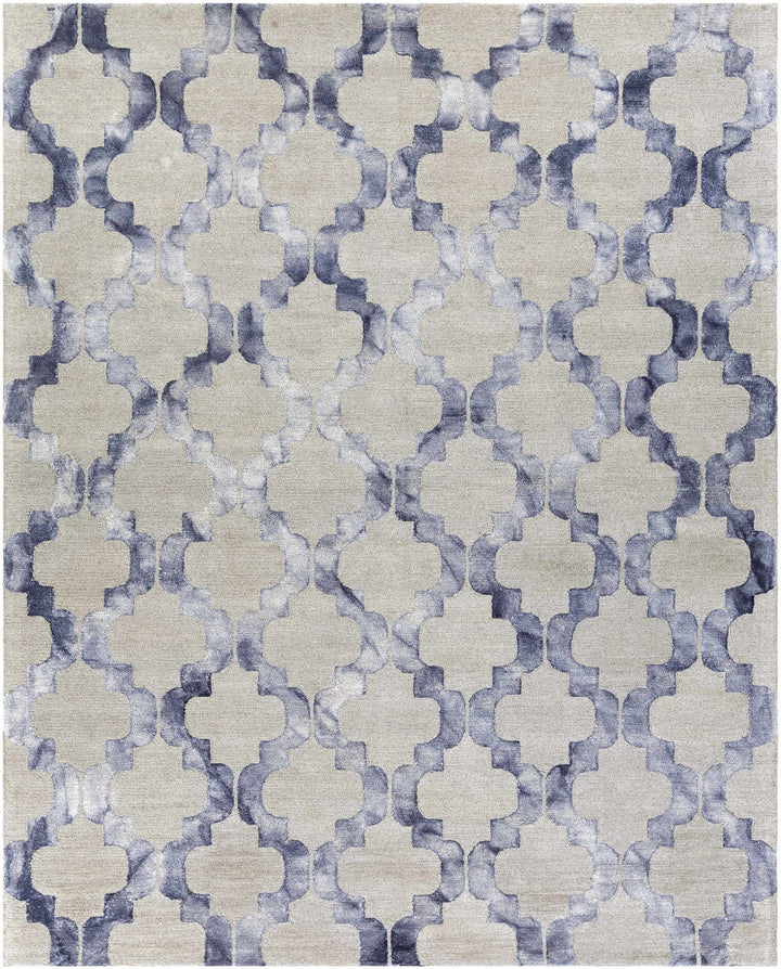 Libby Contemporary Geometrical Silver And Navy Rug - The Rug Decor