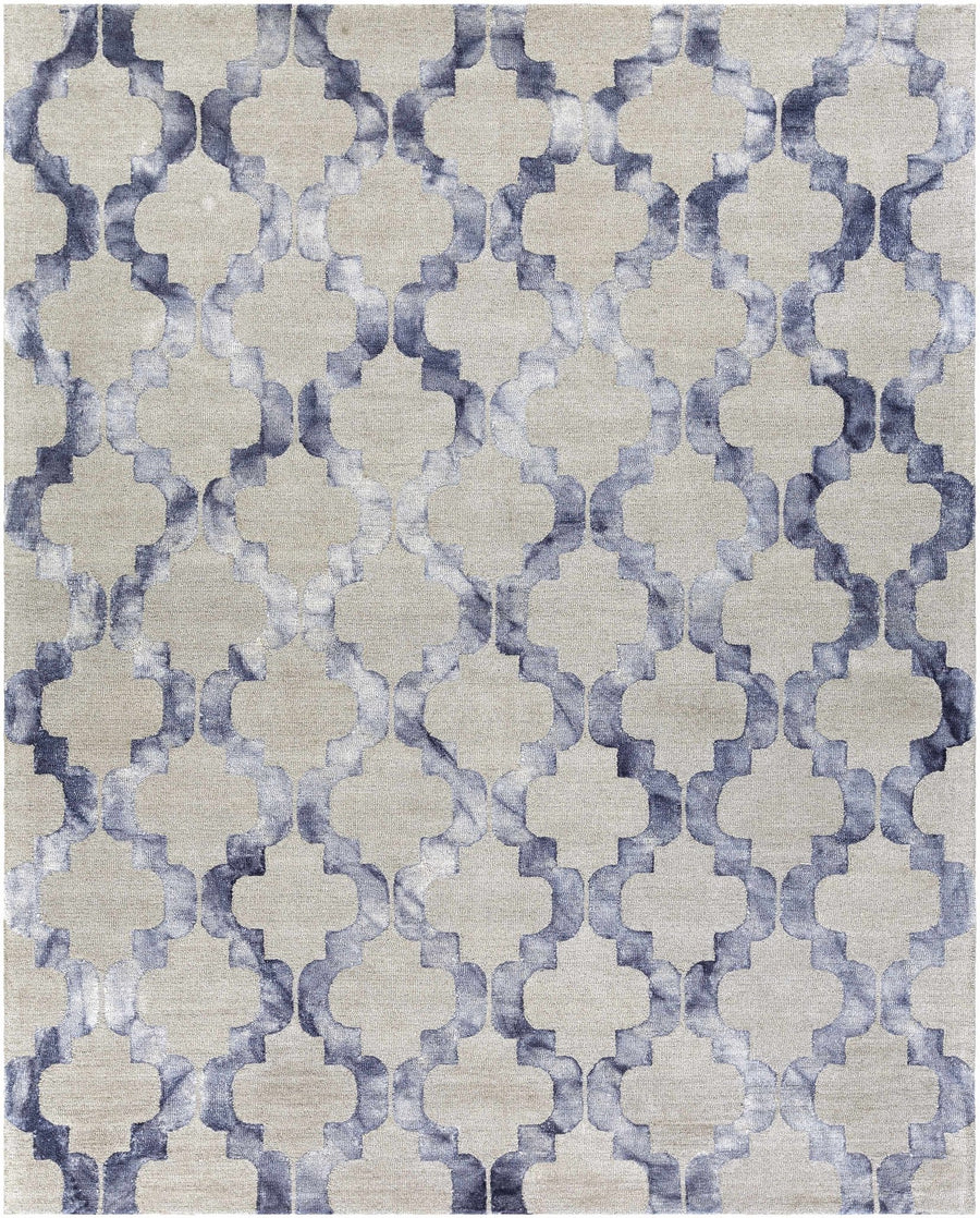 Libby Contemporary Geometrical Silver And Navy Rug - The Rug Decor