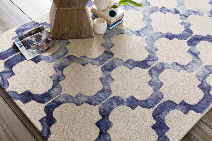 Libby Contemporary Geometrical Silver And Navy Rug - The Rug Decor