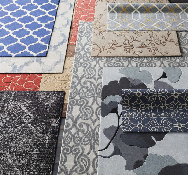 Libby Contemporary Geometrical Silver And Navy Rug - The Rug Decor