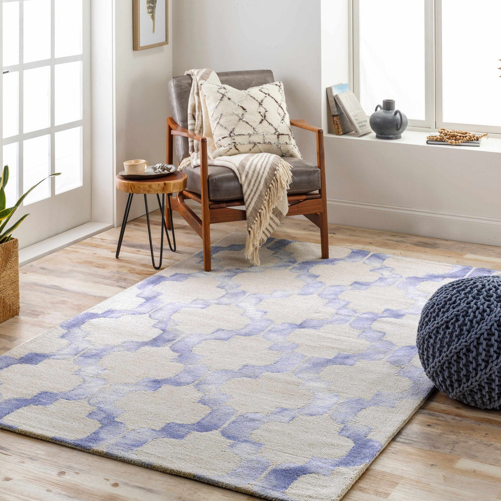 Libby Contemporary Geometrical Silver And Navy Rug - The Rug Decor